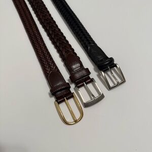 Izod Men's Braided Leather Belts - Black and Brown